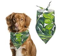 Green Leaves of Plants Dog Bandana Adjustable Pet Scarf Soft Washable Polyester Triangle Bib Lightweight Breathable Pet Bib for Dogs Cats Puppies Suitable for Holiday Birthday