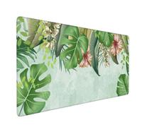 Green Leaves Office Mouse Pad (900x400x2mm) | Machine-Washable Non-Slip Rubber Base for Daily Use