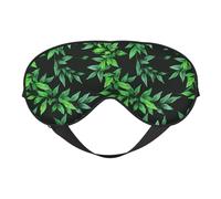 Green Leaves On Black Sleep Mask Eye Mask with Adjustable Strap, Eye Sleep Shade Cover Blocks Light for Women Men Airplane Travel Nap Meditation