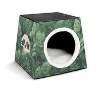 Green Leaves Panda Pattern Pet Tent for Small Cats and Dogs,Cat House - Soft Comfort Washable,Dog Bed Open Design Pet Tents Indoor Outdoor Travel