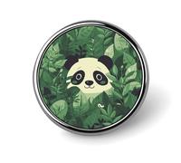 Green Leaves Panda Pattern Round Badge for Adult, Sparkle Lapel Pin,Brooches for Scarf,Bag,Pocket,Dress Or Cardigan