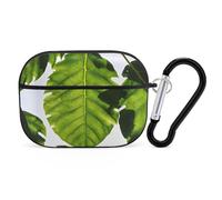 Green Leaves Pattern AirPod Pro Case, Anti Scratch Hard PC Cover with Keychain, AirPod Pro 2nd/1st Case Accessories for Women Men, Black-Style
