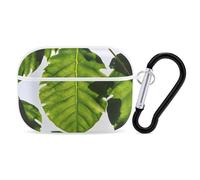 Green Leaves Pattern AirPod Pro Case, Anti Scratch Hard PC Cover with Keychain, AirPod Pro 2nd/1st Case Accessories for Women Men, White-Style