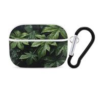 Green Leaves Pattern AirPod Pro Case, Anti Scratch Hard PC Cover with Keychain, AirPod Pro 2nd/1st Case Accessories for Women Men, White-Style