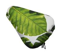 Green Leaves Pattern Bike Seat Cover with Drawstring, Waterproof Bicycle Seats Cushion Sun & Dust Protector, Unisex Mountain Bike Seat Rain Cover