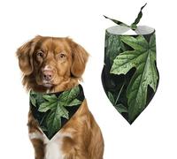 Green Leaves Pattern Dog Bandanas for Feeding Grooming, Triangle Pet Bibs Washable Pets Scarf for Cats & Dogs