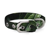 Green Leaves Pattern Dog Collar Adjustable Soft and Comfortable Puppy Collars with Metal Buckle Pet Collar for Small Medium Pet