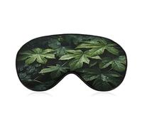Green Leaves Pattern Eye Cover Breathable Comfortable Eyeshade Soft Skin Friendly Sleep Mask Party Night Blindfold with Fashion Adjustable Eye Mask for Night Sleeping Travel Nap