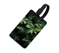 Green Leaves Pattern Luggage Tag Classic Personalized Repeated Luggage Tag Cute Unique Travel Essentials Identifiers for Women Men Baggage Backpack Handbag Suitcase, Black-style, One Size