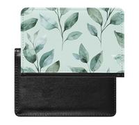 Green Leaves Pattern Passport Holder Cover Secure Travel Wallet PU Leather Credit Cards Passport Organizer Bag for Women Men, white, One Size, Modern