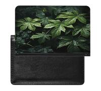 Green Leaves Pattern Passport Holder PU Leather Passport Wallet Cute Passport Cover Case Portable Credit Card Organizer Beautiful Travel Document Organizer for Women Men