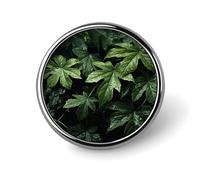 Green Leaves Pattern Round Badge for Men Women, Durable & Stylish Lapel Pins, Lightweight Metal Badges for Shirts, Jackets, Hats