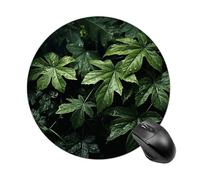Green Leaves Pattern Round Mouse Pad 7.8 Inch, Portable Gaming Mouse Mat with Non-Slip Rubber Base & Smooth Surface, Waterproof Mousepad for PC, Laptop, Computer, Office, Home