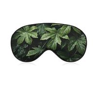 Green Leaves Pattern Sleep Mask for Women Men, Soft Eye Mask with Adjustable Strap for Sleeping, Light Blocking Travel Blindfold for Nap Comfortable Eye Cover for Home Office
