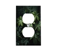 Green Leaves Pattern Standard Wall Socket Panel Single Gang Electrical Outlet Cover Plate Unbreakable US Wall Outlet Cover Standard Receptacle Socket Face Plate