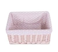 green leaves Pink Wicker Gift Hamper Basket with Removable Liner, Medium