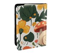 Green Leaves Red Mushroom Printed Passport Holder,Travel Pu Leather Passport Cover Case Organiser for Men Women,6.5 Inch