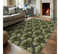 Green Leaves Rugs for Bedroom 240 x 340, Home Living Room Decor, Leaf Botanical Pattern Soft Washable Area Rug, Non Slip Extra Large Carpet DS268