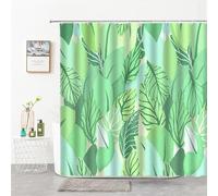 Green Leaves Shower Curtain Waterproof Bathroom Curtains W220cm x L200cm,Extra Long Shower Curtain with Hooks Weighted Hem,Polyester Washable Bath Quick-Drying Curtains for Wet Room Outdoor M-1418