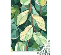 Green Leaves Stained Glass Style Art, Classic Jigsaw for Adults, 1000 Pieces, 70x50cm/1000pcs