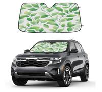 Green Leaves Watercolor Painting Car Windshield Sun Shade Foldable Reflective Sunshade UV Protection Heat Block Front Window Shade for Car Truck SUV Keeps Interior Cool with Suction Cups