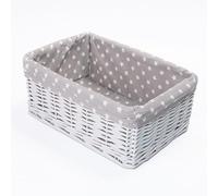 green leaves White Wicker Gift Hamper Basket with Removable Liner, Medium