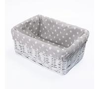 green leaves White Wicker Gift Hamper Basket with Removable Liner, Small | Hamper Baskets for Gifts Empty, Small Woven Wicker Storage Basket, Wicker Baby Baskets for Hampers