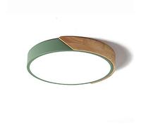 Green LED Ceiling Light Fxture Modern Flush Mount Wooden Round Ceiling Lamp with Remote for Bedroom Bathroom Hallway Kitchen Stair Basement-Cold White Light 30cm