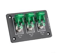 Green LED Equipped 3-Gang For toggle Switch Panel with 20A Fuse Protection for 12V 24V DC Applications in Trucks Vans RVs and Boats