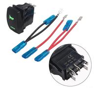 Green LED Momentary Toggle Rocker Switch, 12V/24V DC 20A/10A SPDT On-Off-On, IP65 Waterproof for Car, Truck, Boat, For ATV, UTV, Yacht Auxiliary Ligh