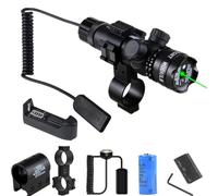 Green LED Tactical Torch, Long Range Tactical Torches Handheld Lamp with Scope & Rail Mount,Rechargeable Battery,Charger,Pressure Switch Waterproof Torch for Hunting,Observation,Outdoor Activities