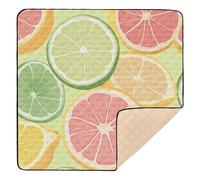Green Lemon Fruit Cute Foldable Baby Play Mat for Indoor Outdoor Waterproof Tummy Time Mat for Babies Infants Toddlers, 50'' x 50''