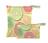 Green Lemon Fruit mess-proof bathing suit bag 2 Pack travel essentials for babies with handles for beach, yoga