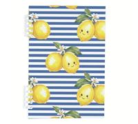 Green Lemon Leaves Notebook, Smiling Yellow Lemons Notebooks A5, Lined Paper A5 Refillable Notebook 120Pages/60Sheets, Notepad for Meeting, Note Books for Man, Revision Supplies Women Man