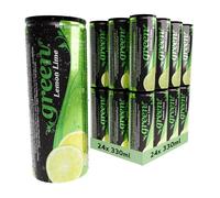 Green Lemon Lime - Low Calorie Soft Drinks - Sparkling Lemon Lime Flavour - No Added Sugar, Sweetened with Stevia, No Aspartame - Alternative Fizzy Drink - Bulk Pack 24 Cans x 330ml