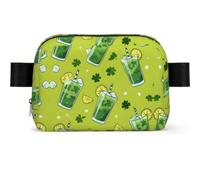 Green Lemonade Printed Square Fashion Pocket Waterproof Oxford Fabric, Large Opening Convenient Zipper Travel Bag for Men and Women