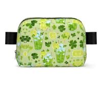 Green Lemonade Printed Square Fashion Pocket Waterproof Oxford Fabric, Large Opening Convenient Zipper Travel Bag for Men and Women