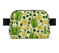 Green Lemonade Printed Square Fashion Pocket Waterproof Oxford Fabric, Large Opening Convenient Zipper Travel Bag for Men and Women