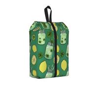 Green Lemonade Printed Travel Shoe Storage Bag Waterproof Jacquard Fabric is Lightweight, with Strong Handle and Central Zipper.