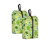 Green Lemonade Printed Travel Shoe Storage Bag Waterproof Jacquard Fabric is Lightweight, with Strong Handle and Central Zipper.