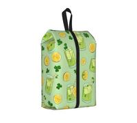 Green Lemonade Printed Travel Shoe Storage Bag Waterproof Jacquard Fabric is Lightweight, with Strong Handle and Central Zipper.