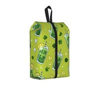 Green Lemonade Printed Travel Shoe Storage Bag Waterproof Jacquard Fabric is Lightweight, with Strong Handle and Central Zipper.