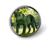 Green Leopard Badges Pin, Personalized Exquisite Round Badge, 1 Inch Button Pins for Women And Men, Decorative Metal Round Brooch for Clothing, Backpacks, And Hats