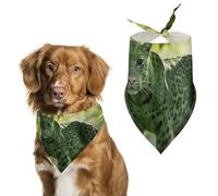 Green Leopard Dog Bandana, Soft Breathable Pet Scarf, Personalized Dog Bib Kerchief for Small Medium Large Dogs Cats, Exquisite Pet Neckerchief for Daily Wear, Travel, Party