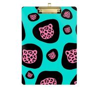 Green Leopard Print Acrylic Forklift clipboard Standard Letter A4 Size Acrylic Cute for Soccer Truck Driver Gold 12x9in Tablas para escribir