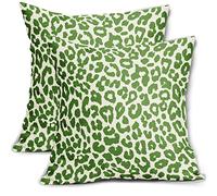 Green Leopard Print Pillow Covers 16x16 Set of 2 Lime Green Cheetah Animal Pattern Chinoiserie Decorative Throw Pillows Outdoor PillowCase Farmhouse Linen Cushion Case Decor for Sofa Couch Bed