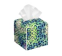 Green Leopard Print Square Tissue Box Cover,Tissue Box Cover For Bathroom, Bedroom Night Stands, Countertop, Living Room, Car