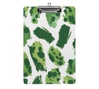 Green Leopard Spots Clipboard, A4 Acrylic Clipboards with Hanging Hook, Ultra Lightweight & Shatterproof Writing Board for Office, Nurses, 8.5" X 12.5"