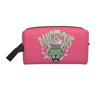 Green Leopard Travel Toiletries Makeup Organizer Large Capacity Portable Cosmetic Bags for Women Girls Peach Pink