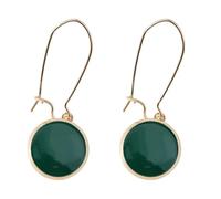 Green Leverback Earrings Imitation Emerald Drop Earrings Green Round Dangle Earrings for Women Retro Geometry Ear Jewelry, Zinc, No Gemstone